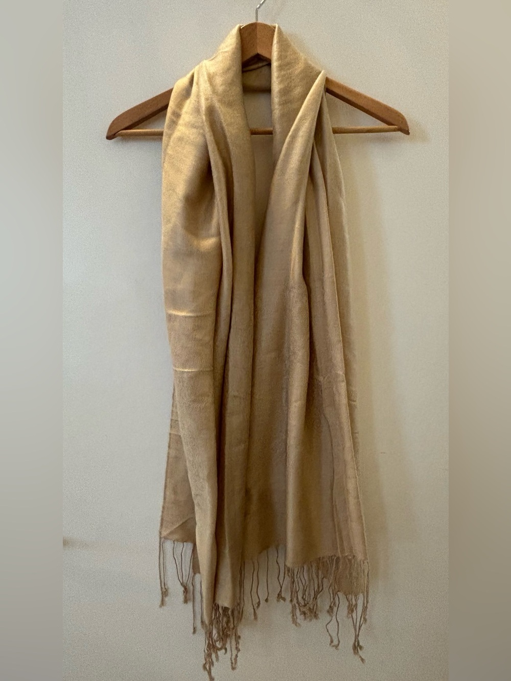 Neutral Jacquard Paisley Wool Silk Style Shawl Wrap 68”